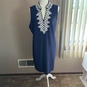Charter Club Navy Dress with White Accents